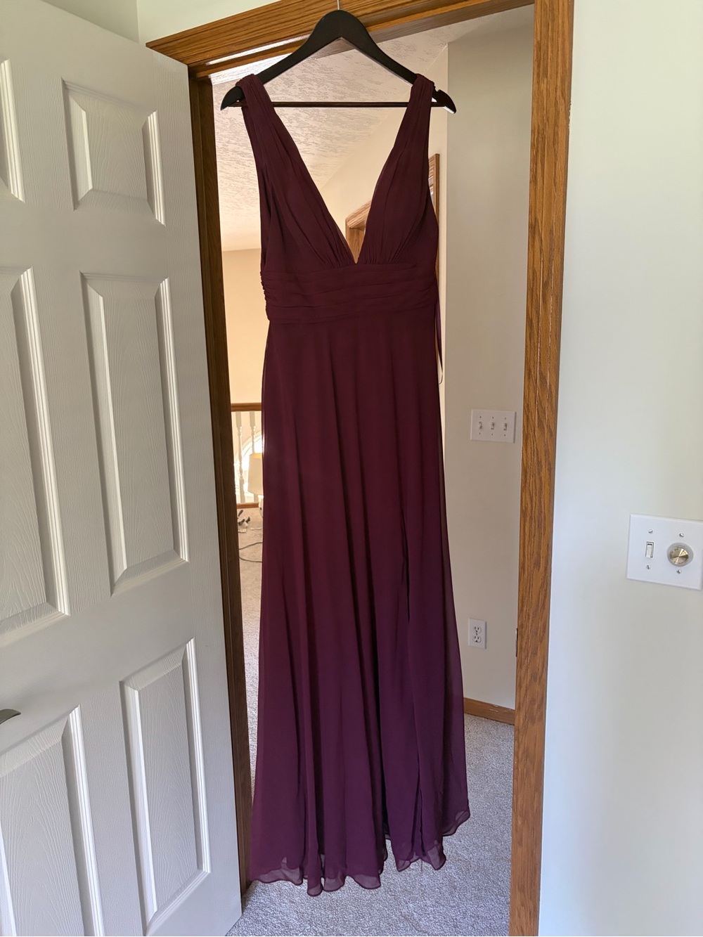 Kennedy Blue Chiffon, A-Line, Deep V Neck Bridesmaid Dress